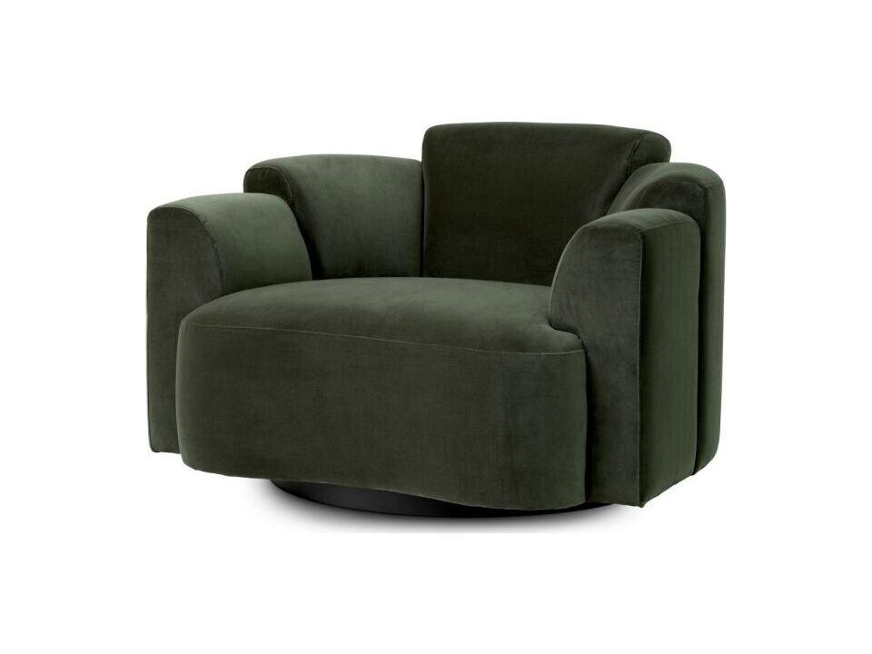 Ethnicraft Swivel Chair Marbella Torrin Green Velvet