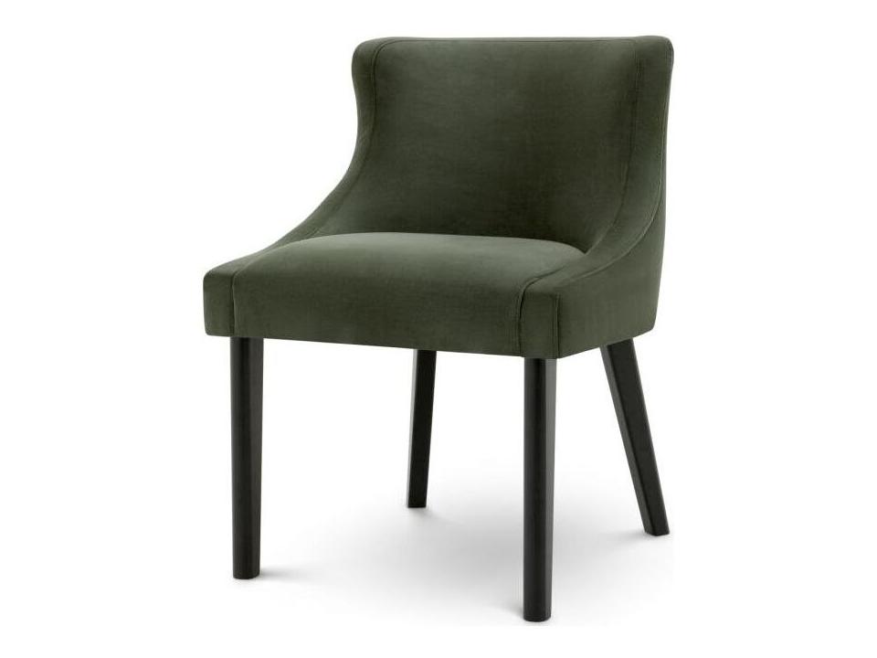 Ethnicraft Dining Chair Chavelle Black Finish Torrin Green Velvet