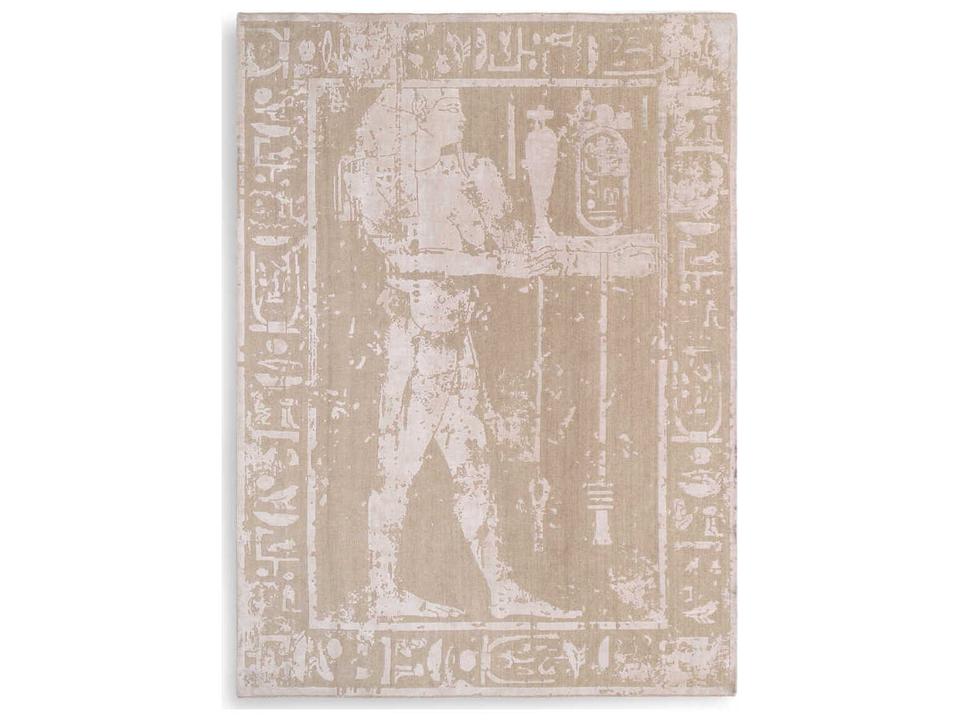Akhtihotep Handwoven Wool Blend Area Rug in Sand and Ivory