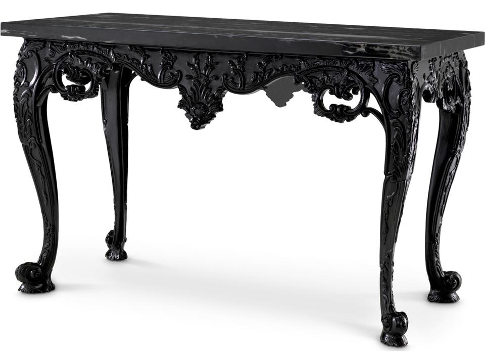 Demilune Black X Marble Console Table