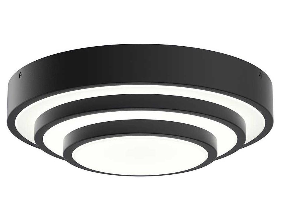 Dombard 1-Light Matte Black LED Round Tiered Flush Mount