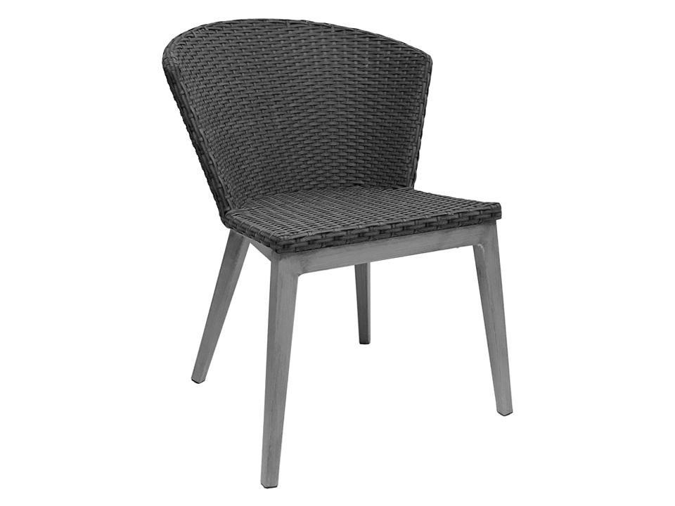 Elly Aluminum Driftwood Outdoor Patio Dining Side Chair