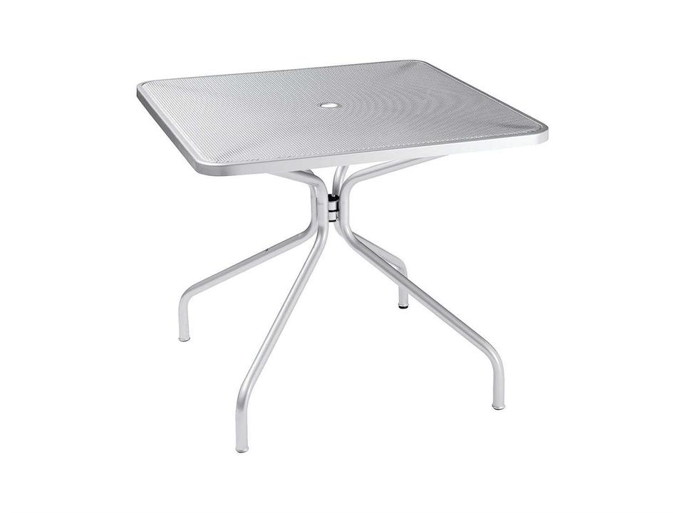 Cambi 32-Inch Square Steel Dining Table with Umbrella Hole