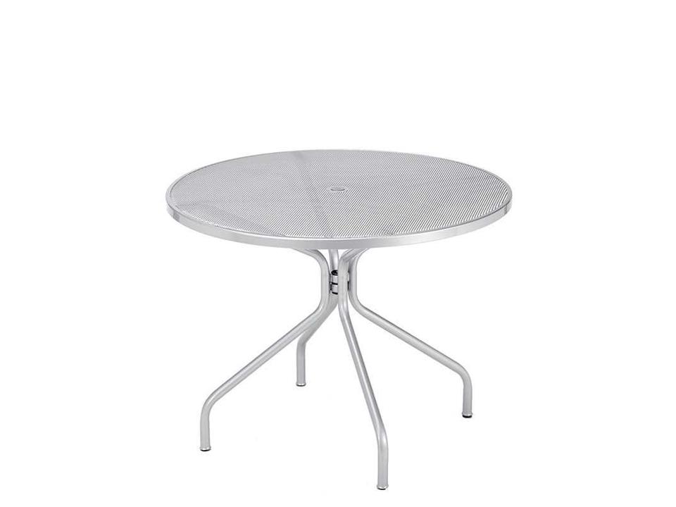 Cambi 36 Inch Round Steel Dining Table with Umbrella Hole