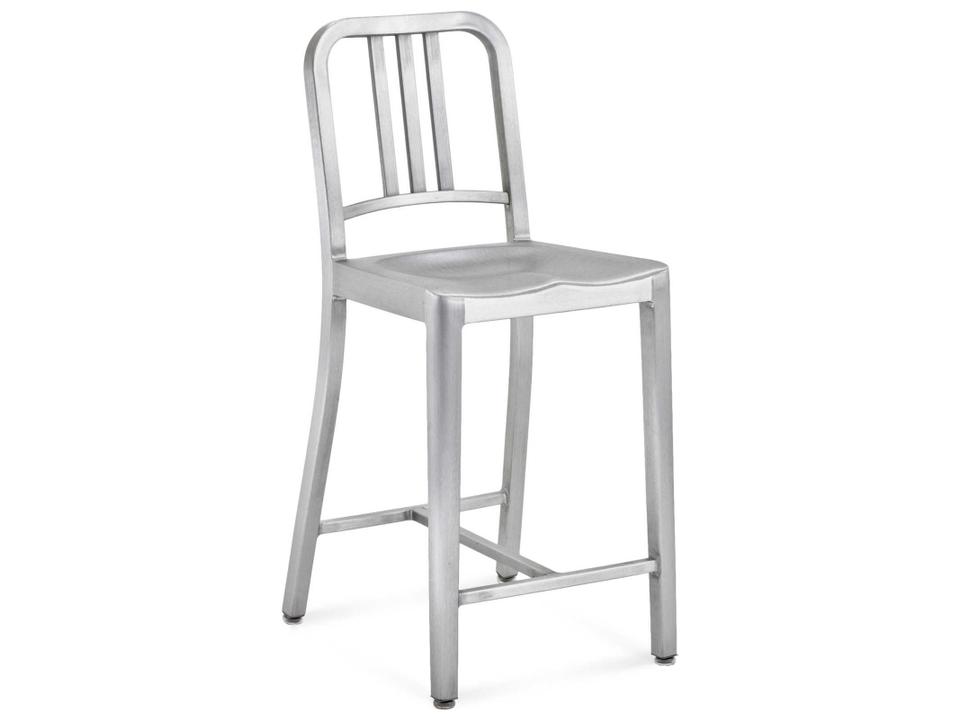 Navy Brushed Aluminum Counter Stool
