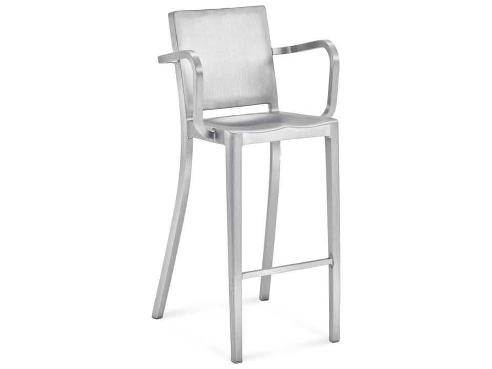 Hudson Brushed Aluminum Bar Stool with Arms