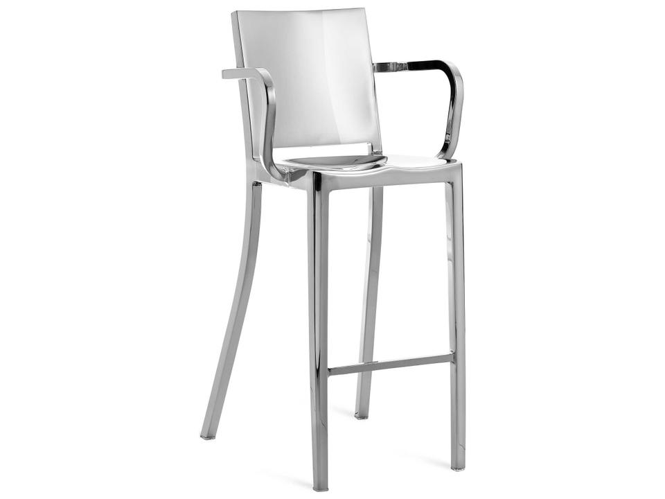 Hudson Polished Aluminum Bar Stool with Arms