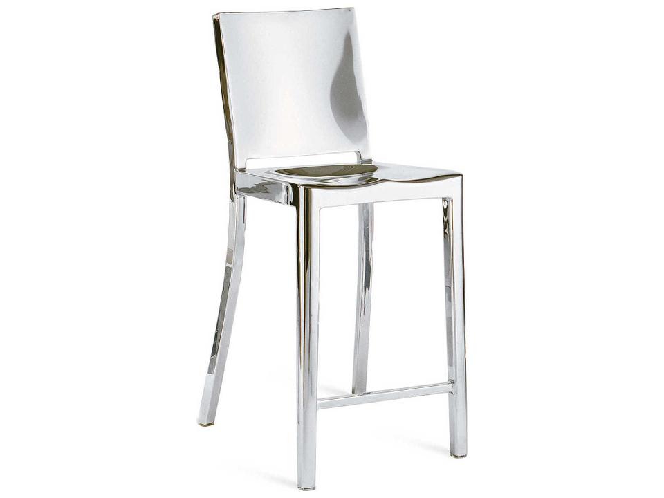 Hudson Counter Stool with Arms in Hand Polished Aluminum