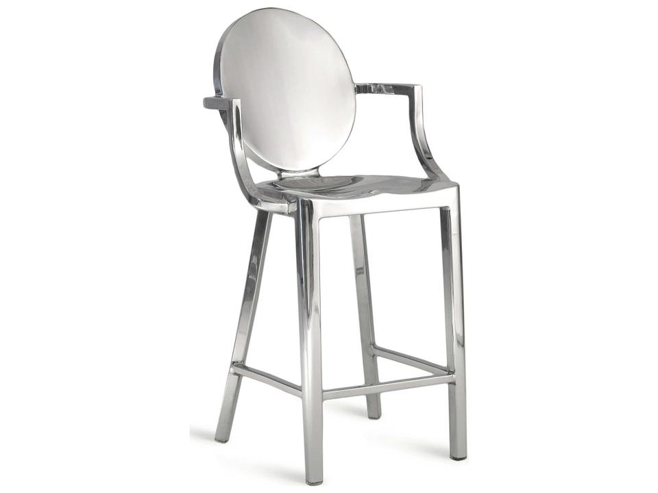 Kong Polished Aluminum Counter Stool wit Arms