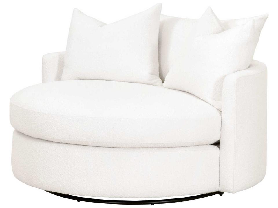 Lourne Grand Swivel Chair and a Half in Snow Boucle