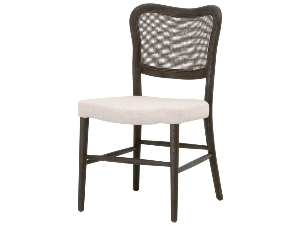Cela Upholstered Dining Side Chair Set of 2 in Bisque and Matte Brown Oak