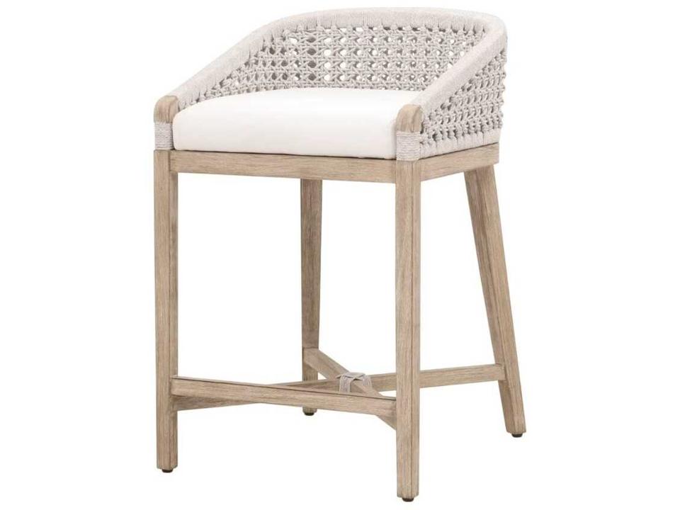 Montecito Counter Stool in White Speckle Rope and Natural Gray Mahogany
