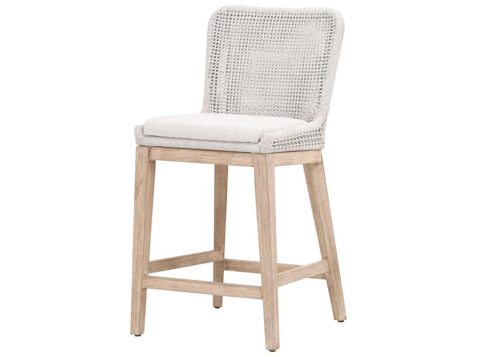 Woven Mesh Counter Stool in White Speckle and Natural Gray