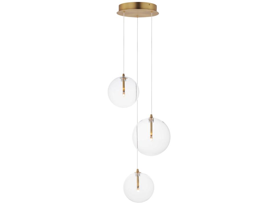 Global 3-Light LED Pendant Light in Natural Aged Brass