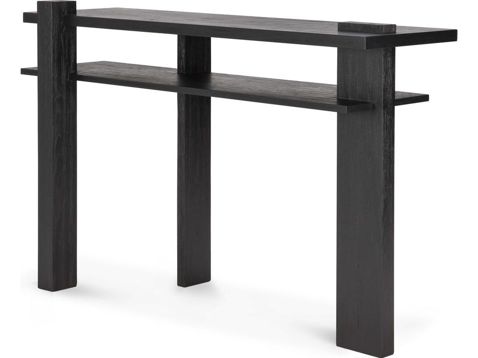 Abstract Console Table in Black Tainted Teak