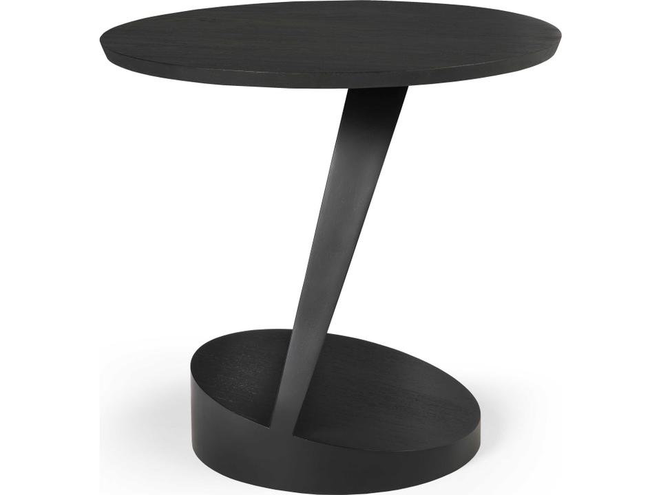 Oblic Teak Black Side Table