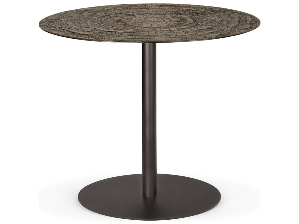 Blend Dining Table Varnished Minerals Top Ray Whisky Dark Bronze Base Round