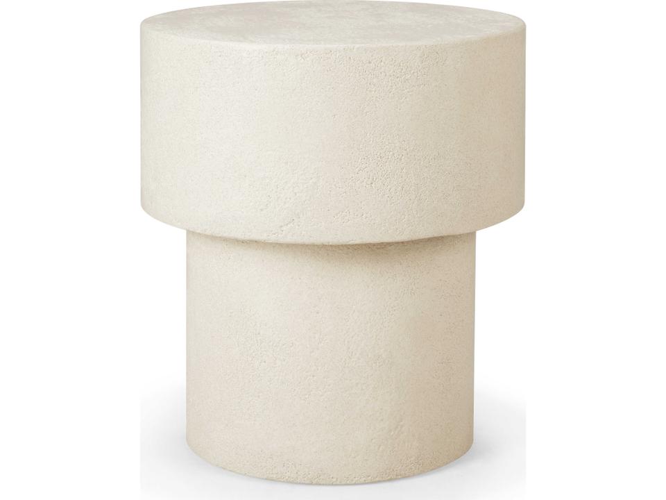 Elements Microcement Round Side Table in Off White