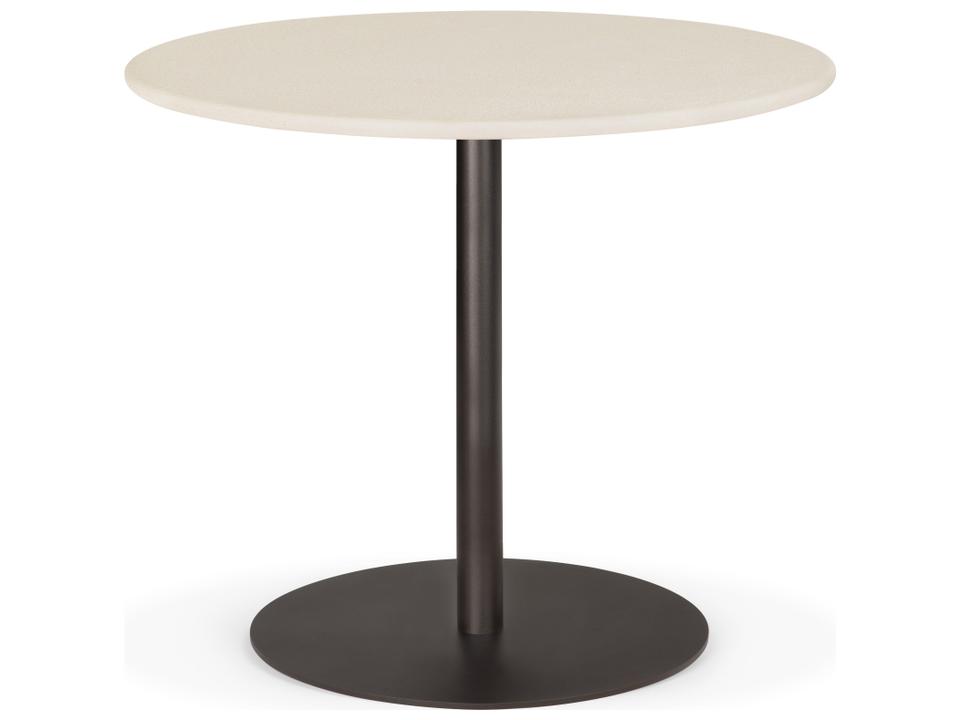 Blend Dining Table Varnished Microcement Top Off White Dark Bronze Base Round