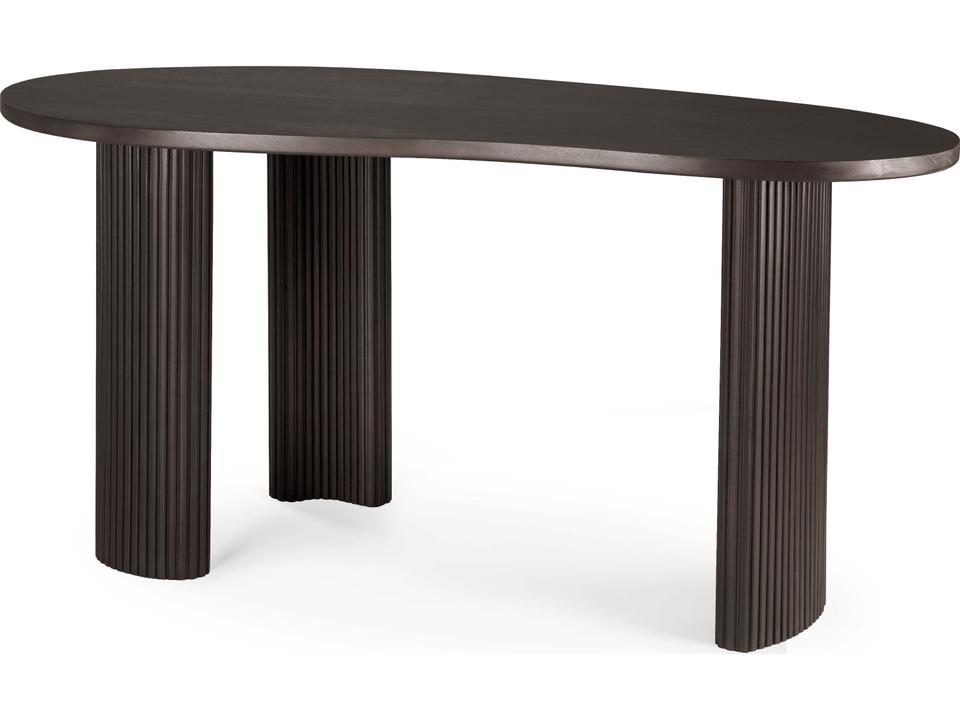 Boomerang Dark Brown Mahogany Desk with Pebble Top by Jacques Deneef