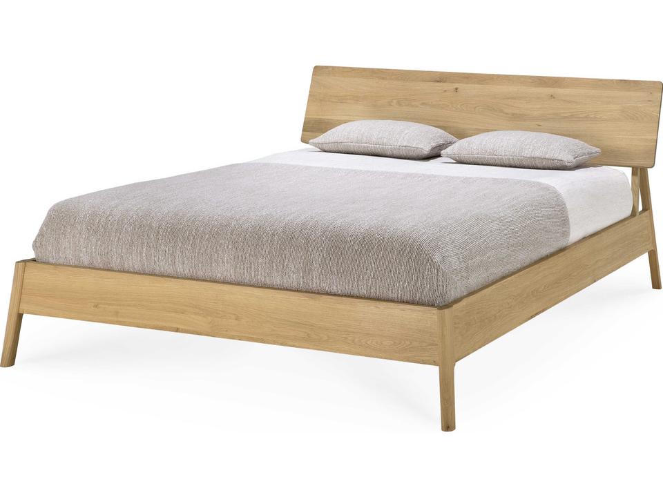 Air Oak King Bed with Slats in Natural Finish