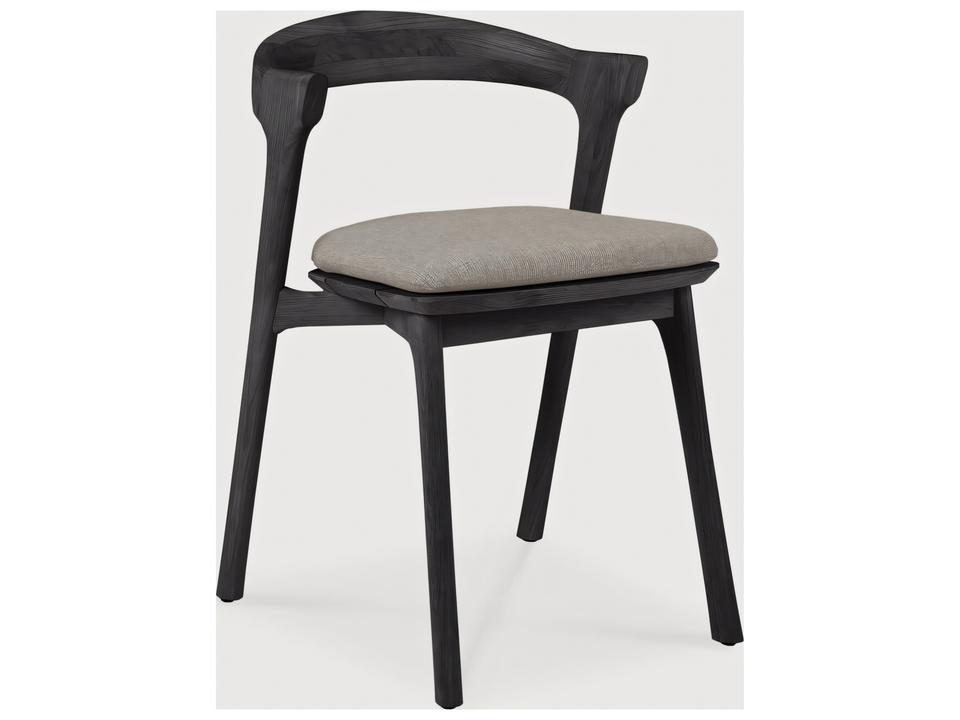Bok Teak Black Dining Chair with Off White Cushion