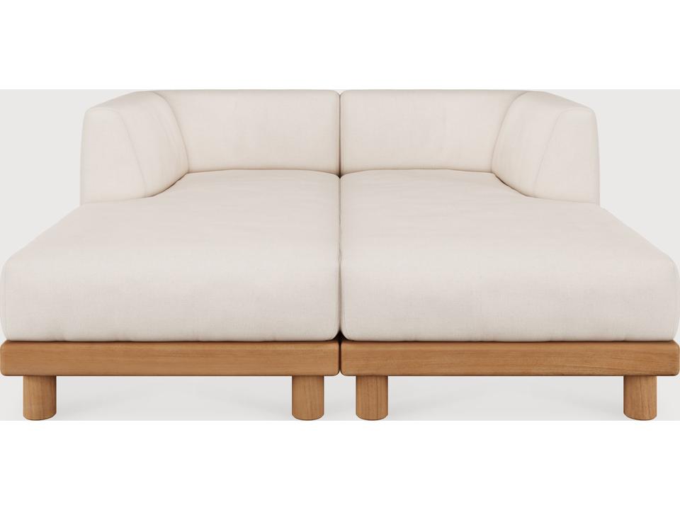 Monocle Modular Teak Sectional Sofa Set in White