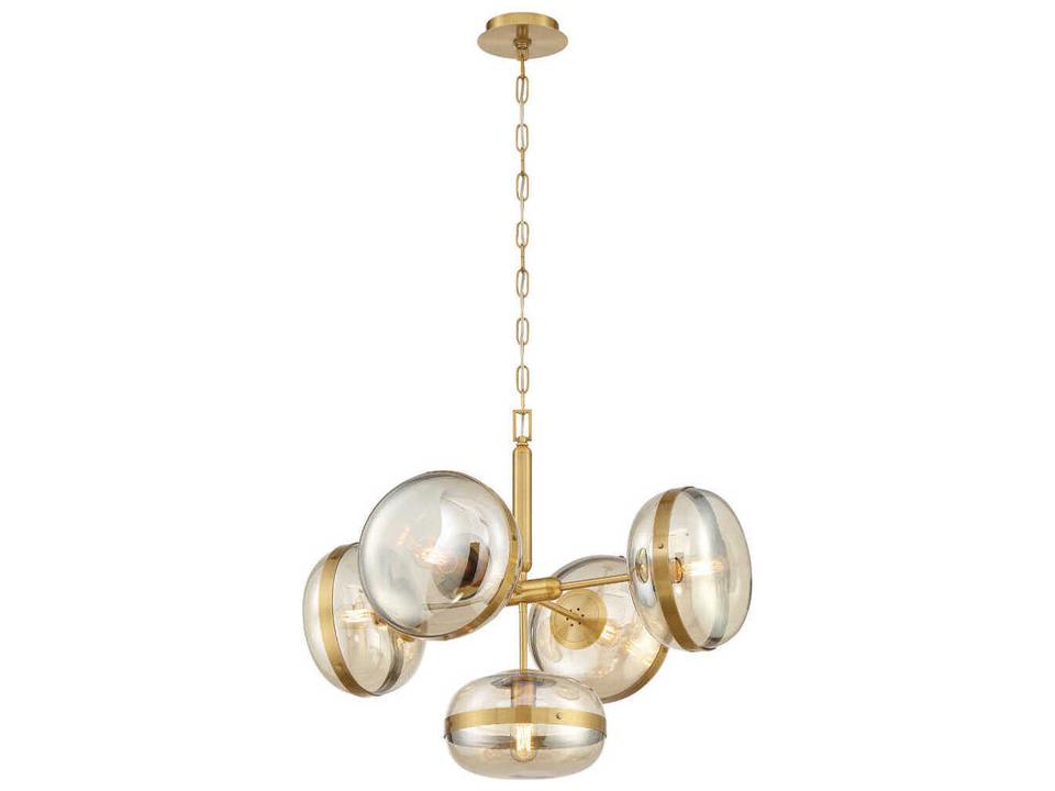Nottingham 5-Light Brass Gold Globe Chandelier