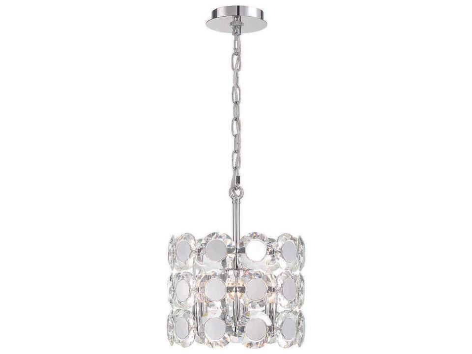 Perrene 3-Light Chandelier in Chrome with Crystals