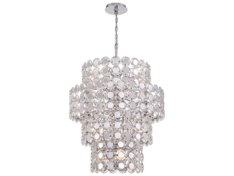 Perrene 24-Light Chrome Crystal Drum Geometric Linear Chandelier