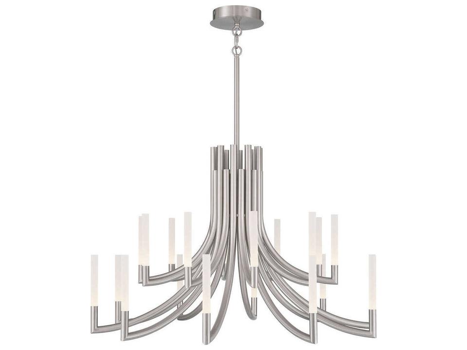 Olette 20-Light Linear Chandelier in Satin Nickel with Frosted Acrylic Rods