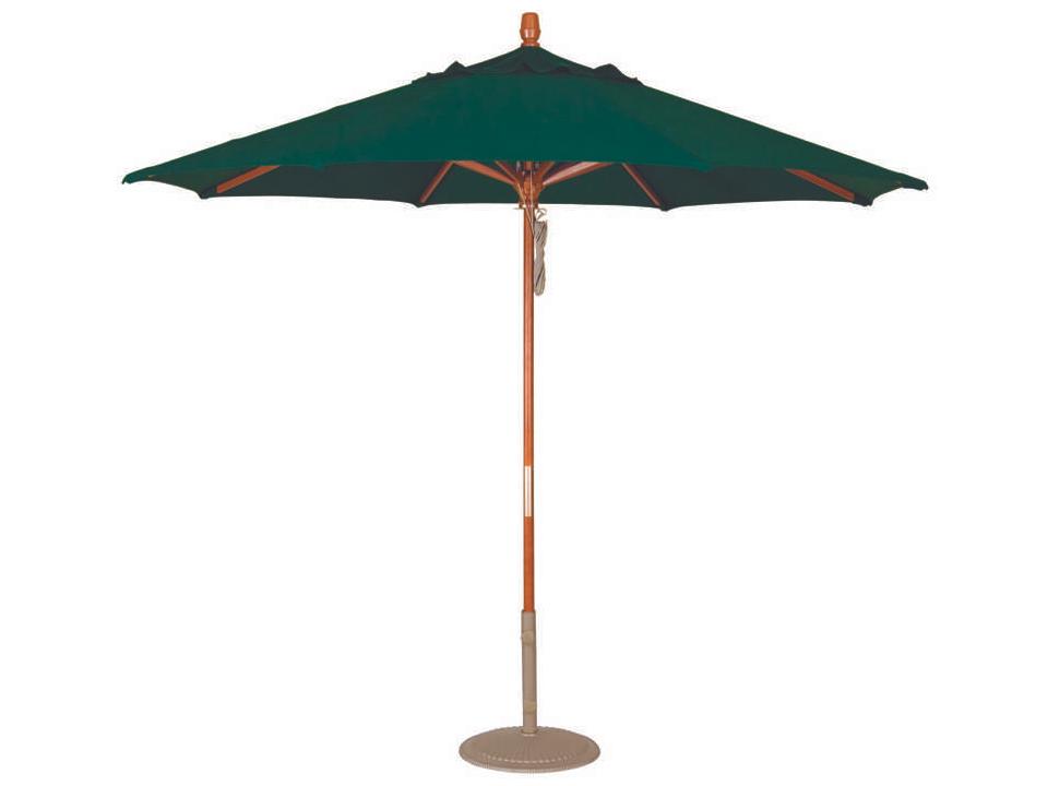 Market Wood 9 Foot Octagon Quad Pulley Lift Umbrella