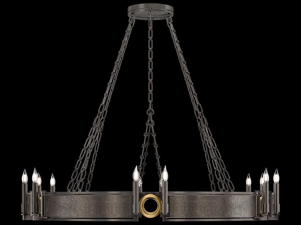 Mirage 12-Light Midnight Steel Traditional Candelabra Round Chandelier