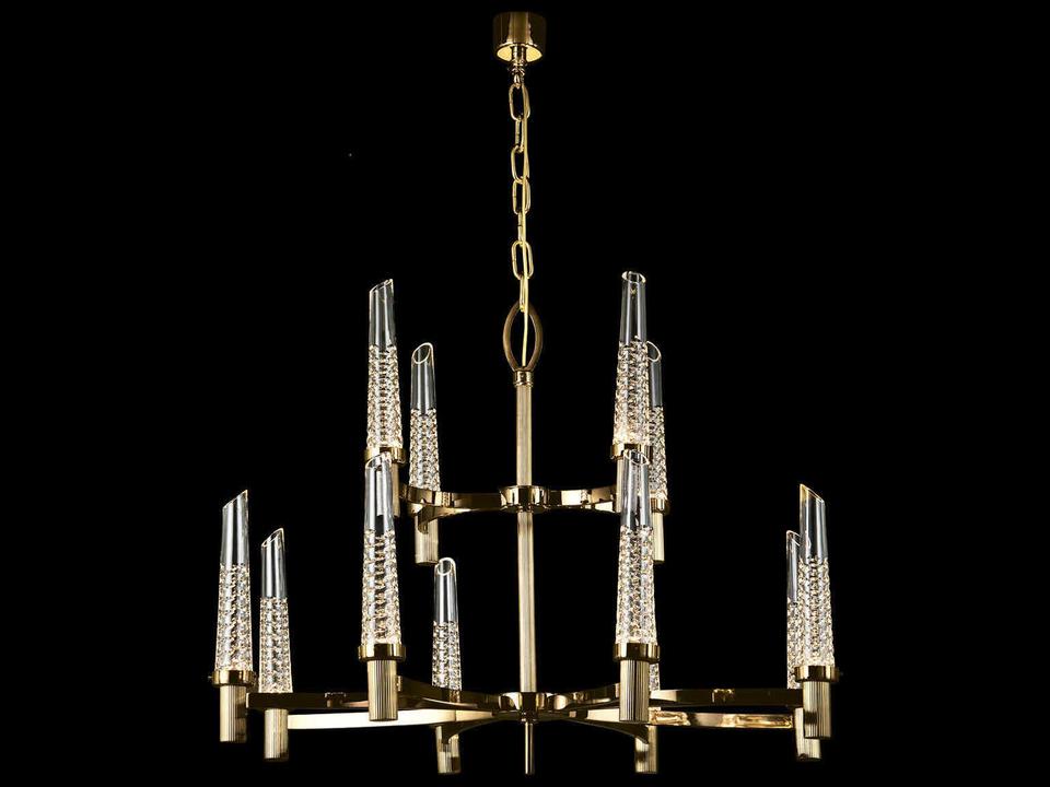 12-Light Mariner Luxury Tiered Chandelier in Polished Brass