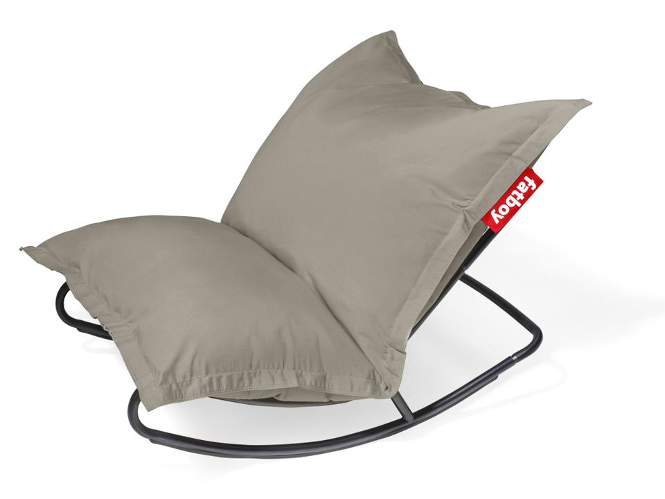 Original Bean Bag Chair Rock 'n Roll Rocker Bundle in Grey Taupe