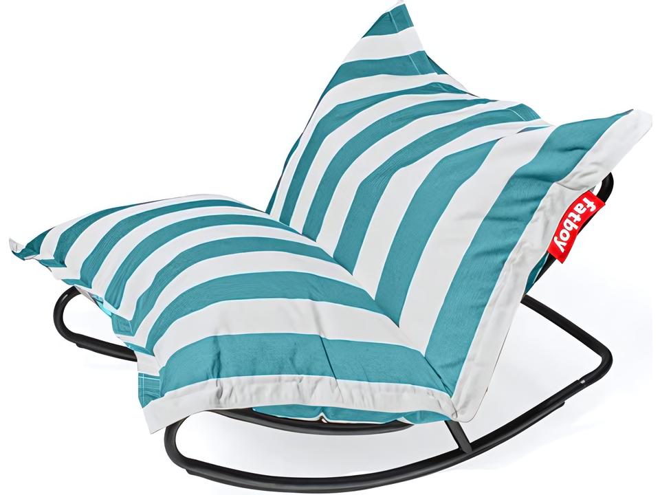 Original Bean Bag Chair Rock 'n Roll Rocker Bundle in Stripe Azur