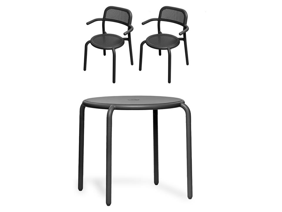 Toni Bistro Set with Armchairs in Anthracite