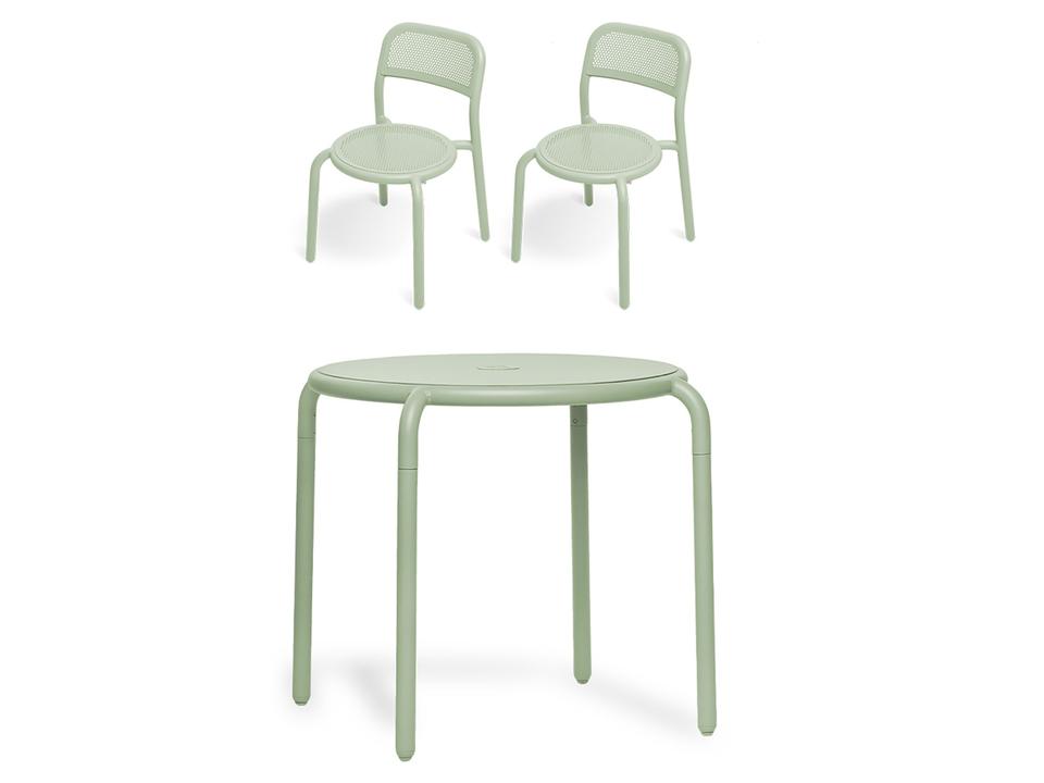 Toni Bistro Set with Armchairs in Mist Green