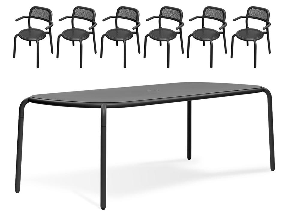 Toni Tablo Dining Set with Armchairs in Anthracite