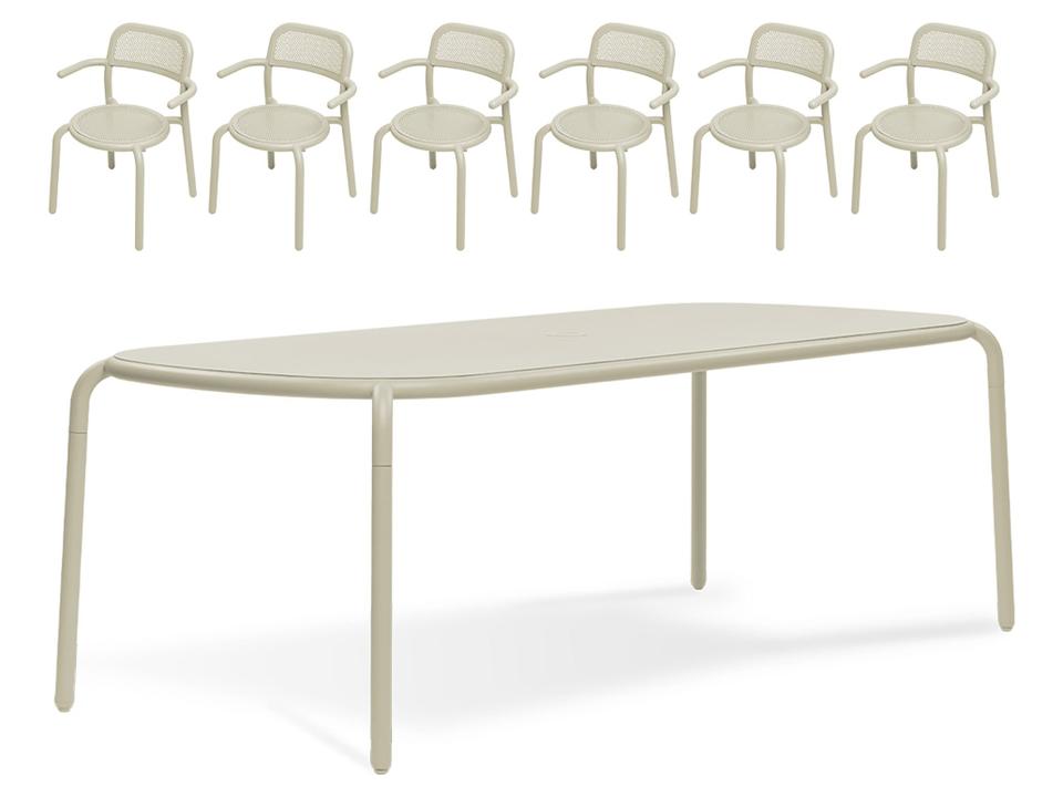 Toni Tablo Dining Set with Armchairs in Desert