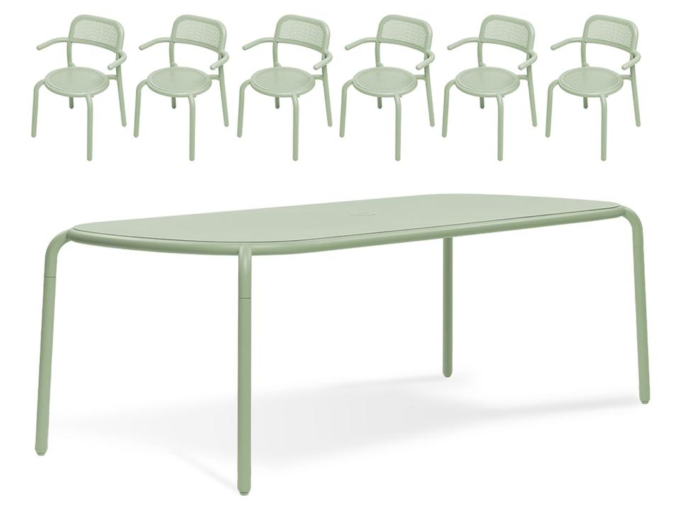 Toni Tablo Dining Set with Armchairs in Mist Green
