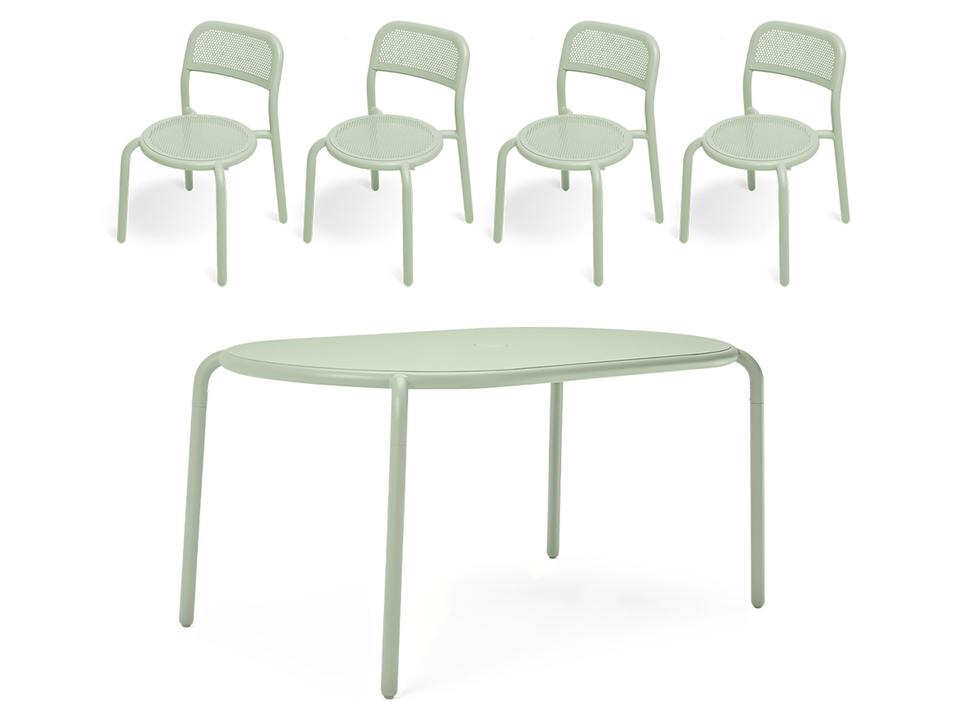 Toni Tavolo Dining Set with Side Chairs in Mist Green