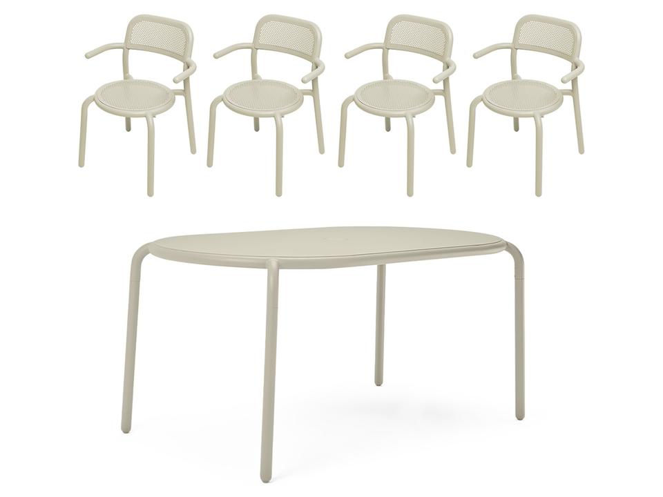 Toni Tavolo Dining Set with Armchairs in Desert