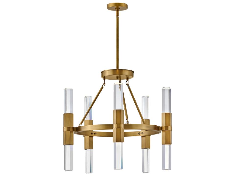 Cecily 10-Light Heritage Brass Crystal Glass Chandelier