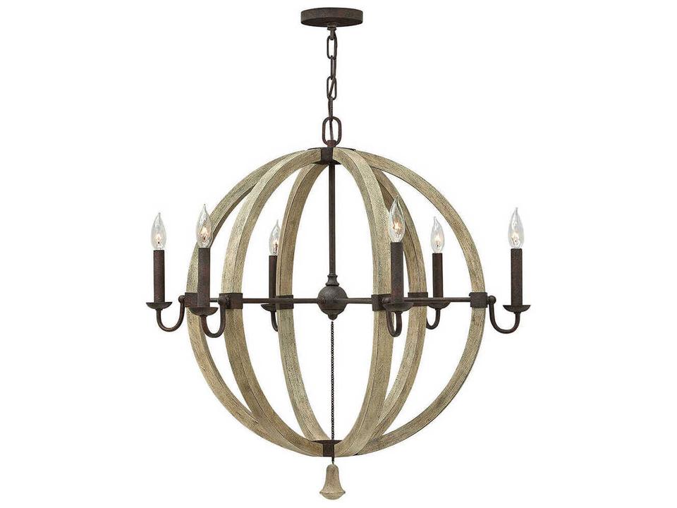 Middlefield 6-Light Iron Rust Weathered Ash Black Candelabra Chandelier