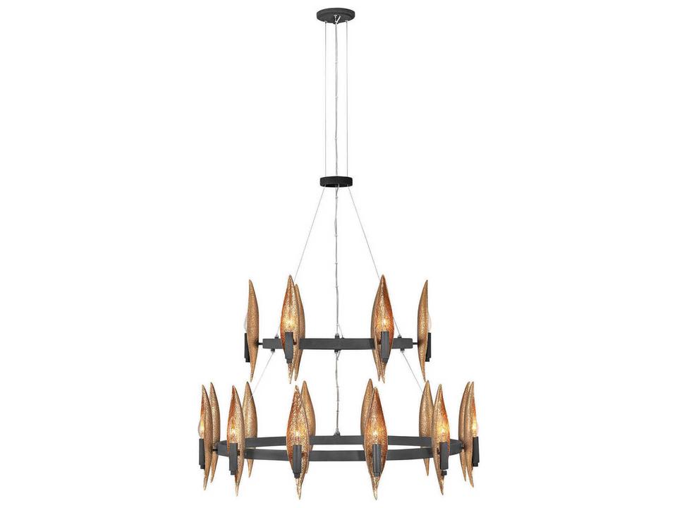 Willow 18-Light8-Light Carbon Black Deluxe Gold Candelabra Chandelier