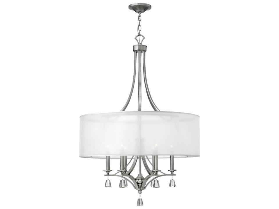 Mime 6-Light Brushed Nickel Crystal Candelabra Drum Chandelier