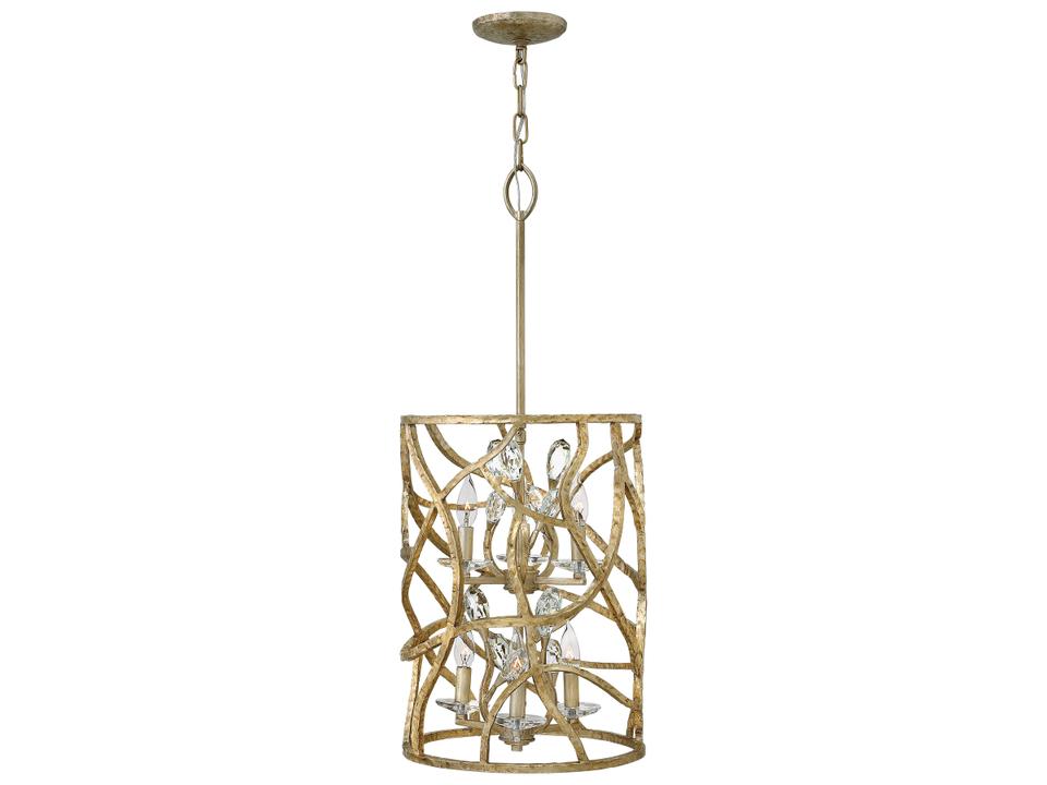 Eve 6-Light Champagne Gold Crystal Candelabra Geometric Chandelier