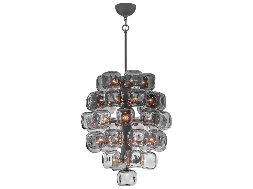 Perriand 40-Light Brushed Graphite Black Geometric Tiered Chandelier