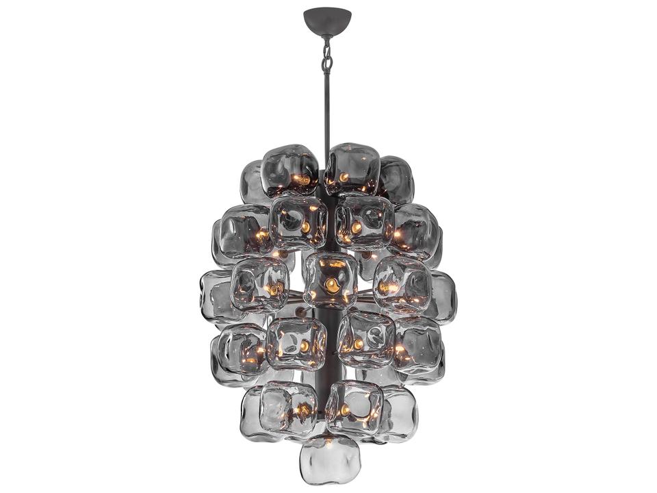 Perriand 40-Light Brushed Graphite Black Geometric Tiered Chandelier